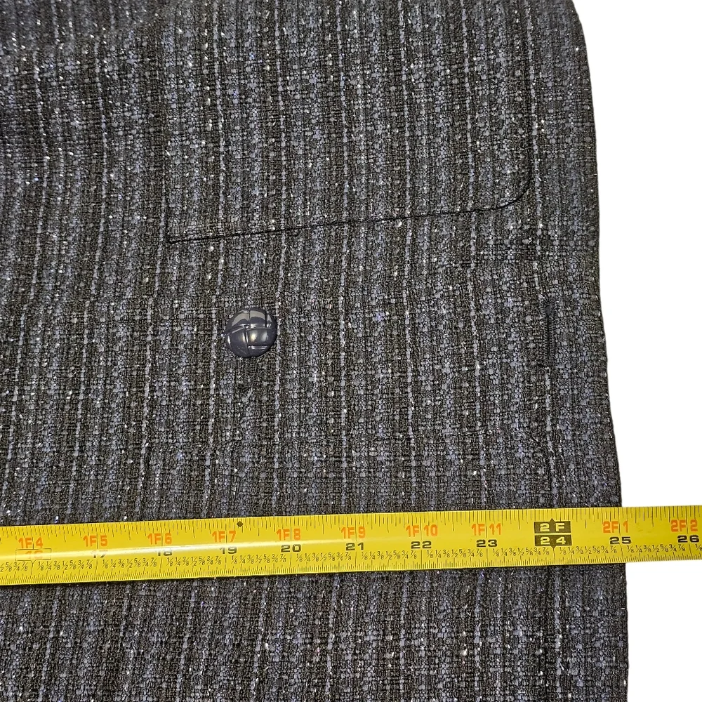 On 34Th Blue Metallic Tweed Collarless Pockets Blazer Womens Jacket Size XL